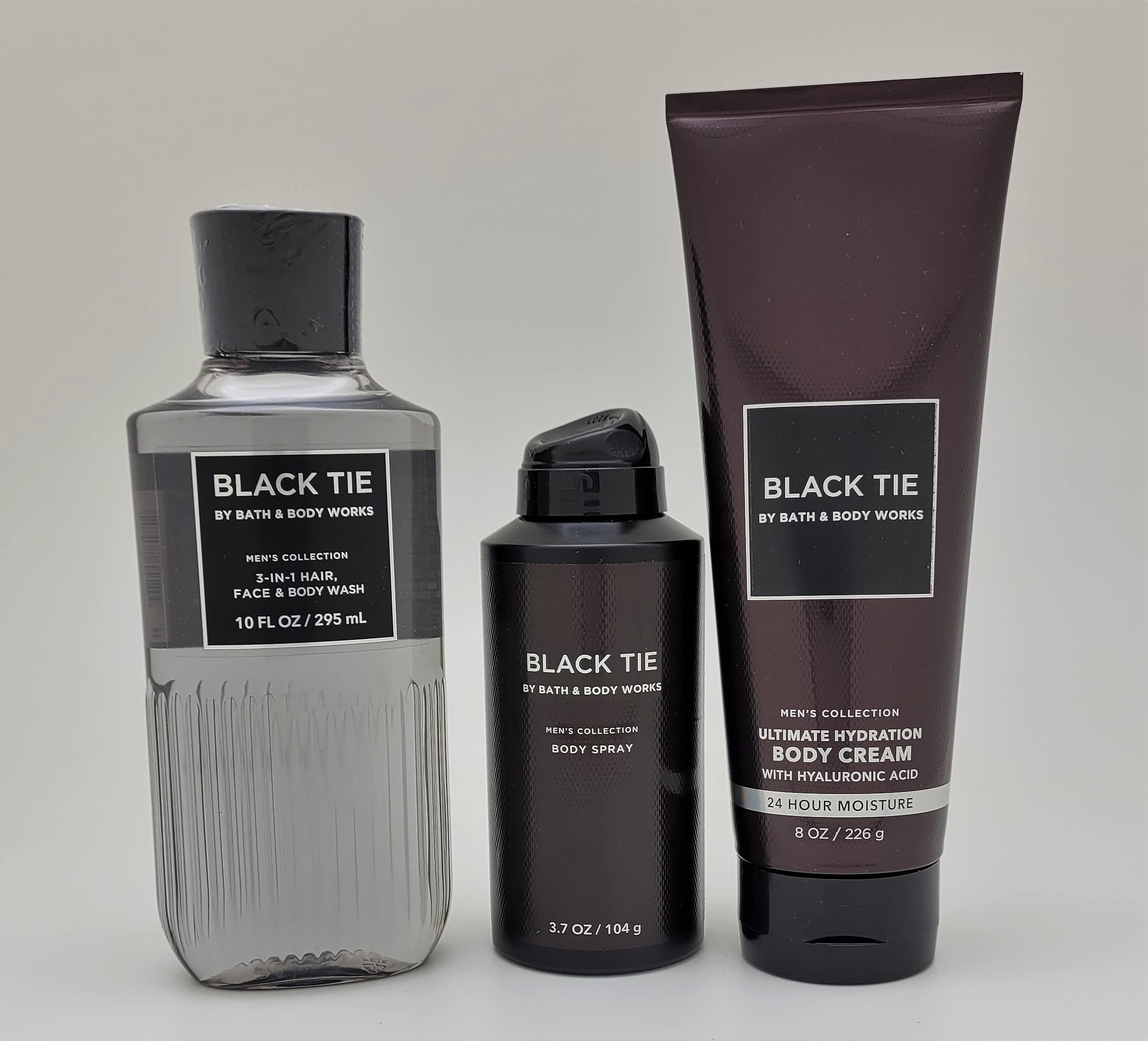 Black Tie For Men - 3 pc Bundle - 3-in-1 Hair, Face & Body Wash, Deodorizing Spray and Hydration Body Cream