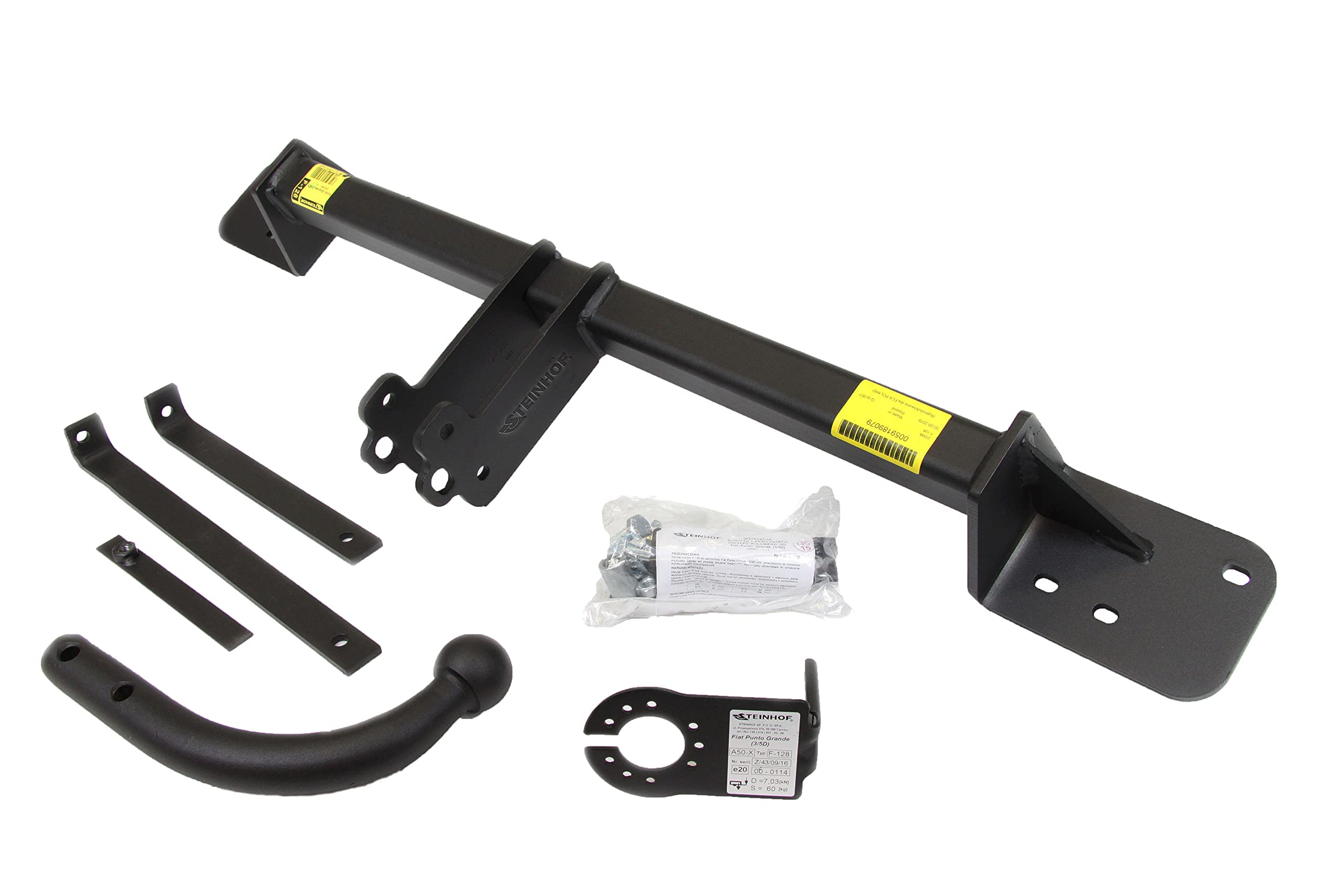 STEINHOF Nuovo gancio di traino fisso compatibile con Fiat Grande Punto 199 berlina due volumi 3/5-porte 09.2005-2013 con 7-poli kit elettrico universale