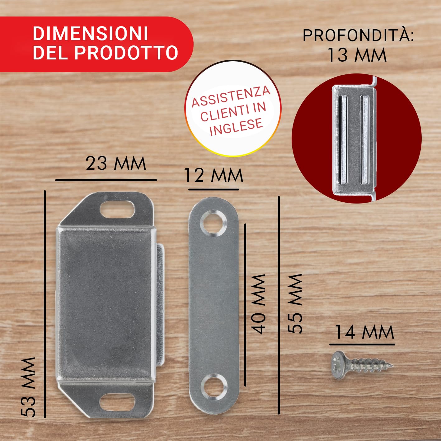 LouMaxx Chiusura Magnetica Ante Forte - Forza di Tenuta 6kg - Set di 4 in Acciaio Inox – Calamita Chiusura Mobili – Chiusura Porta Magnetica – Chiusure Magnetiche Sportelli, presa salda