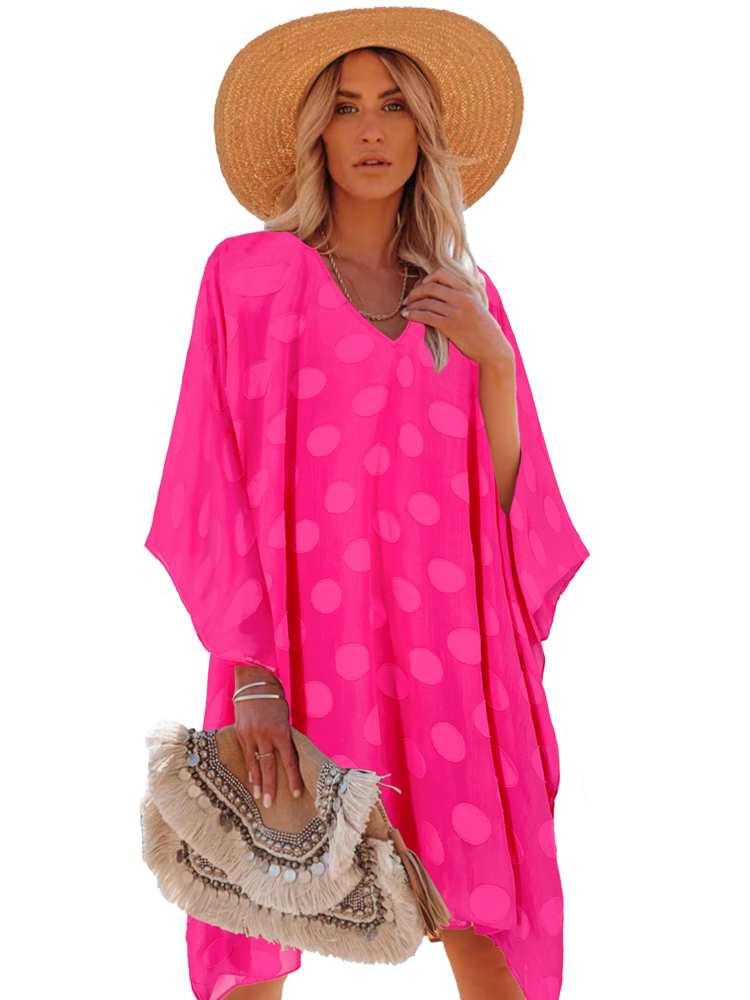 Moss Rose Womens Swimsuit Cover up Beach Kaftan for Bathing Suit with Floral Pattern