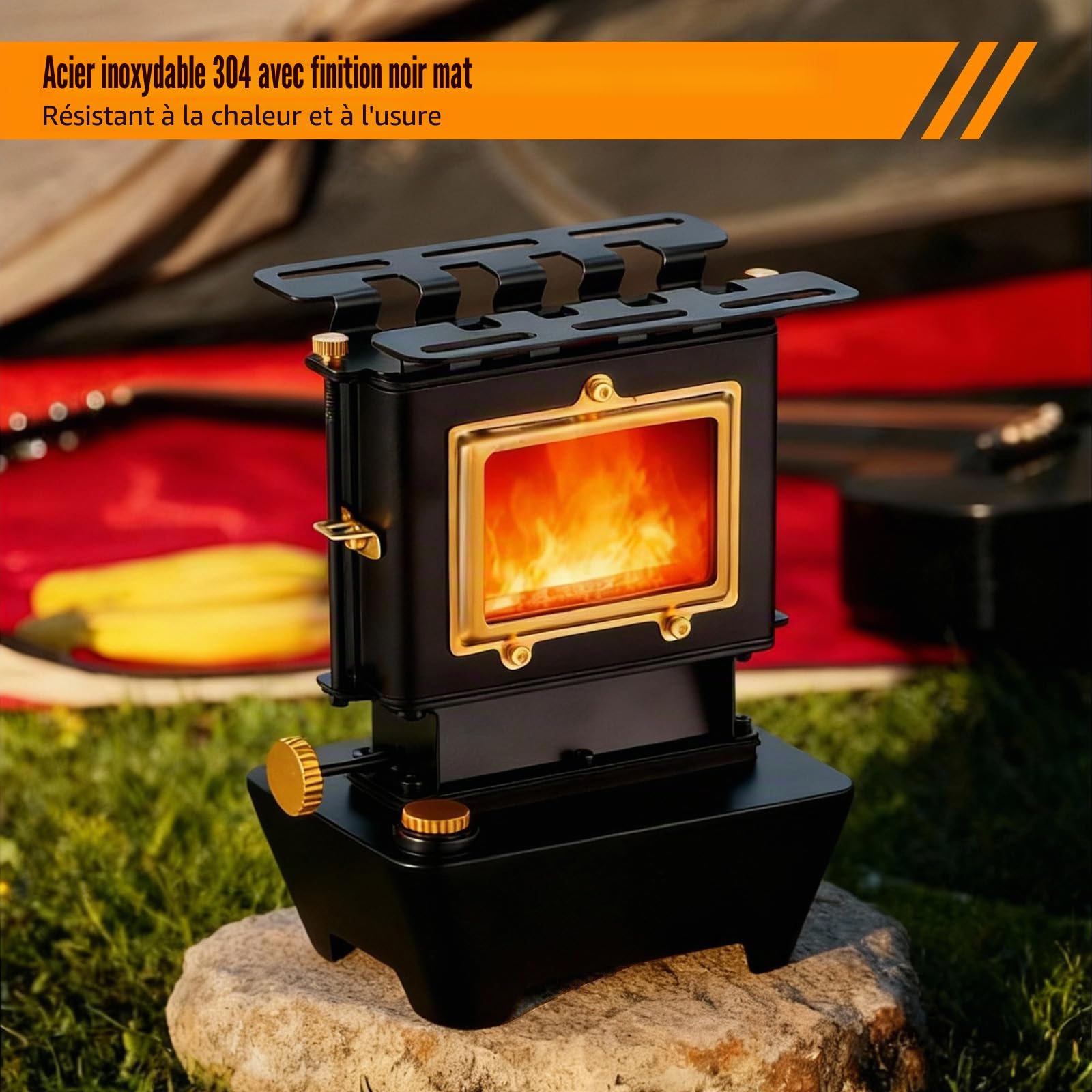 Lanterne portable à pétrole avec réservoir d'huile de 525 ml - Pour le camping - Réchaud de camping multifonction avec sac de rangement pour éclairage extérieur - Réchauffement et cuisine