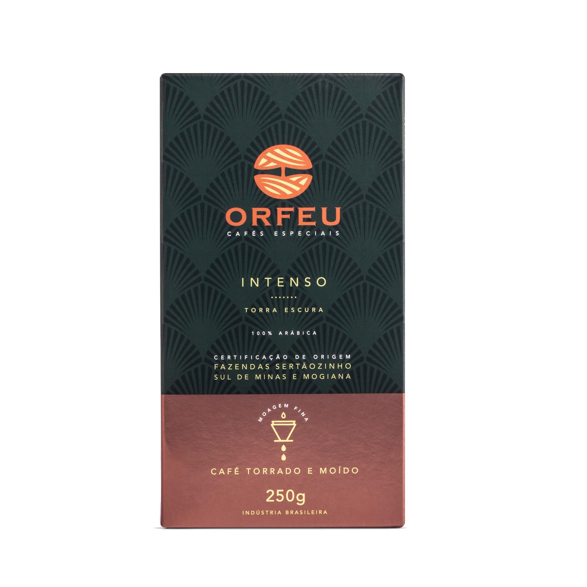 ORFEU - Special Coffee Intense - 100% Arabica Coffee, Dark Roast, Ground & Roasted, Aroma of Toasted Caramel & Fruit Jam, Low Acidity, Made In Brazil, Velvety Body - 250g (8.8oz)