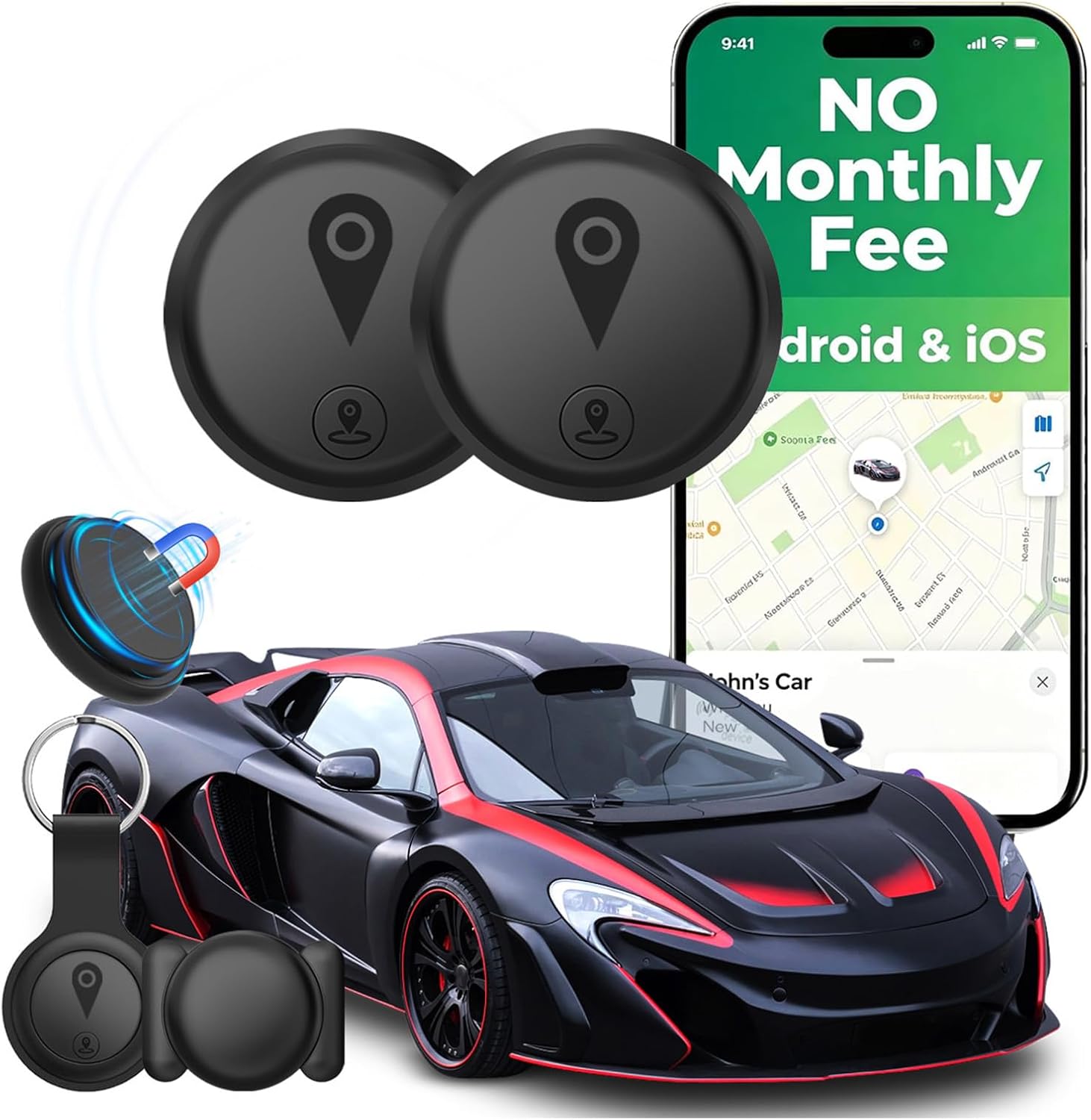 GPS Tracker for Vehicles,2 Pack Tracker Device for Vehicles for iOS Find My