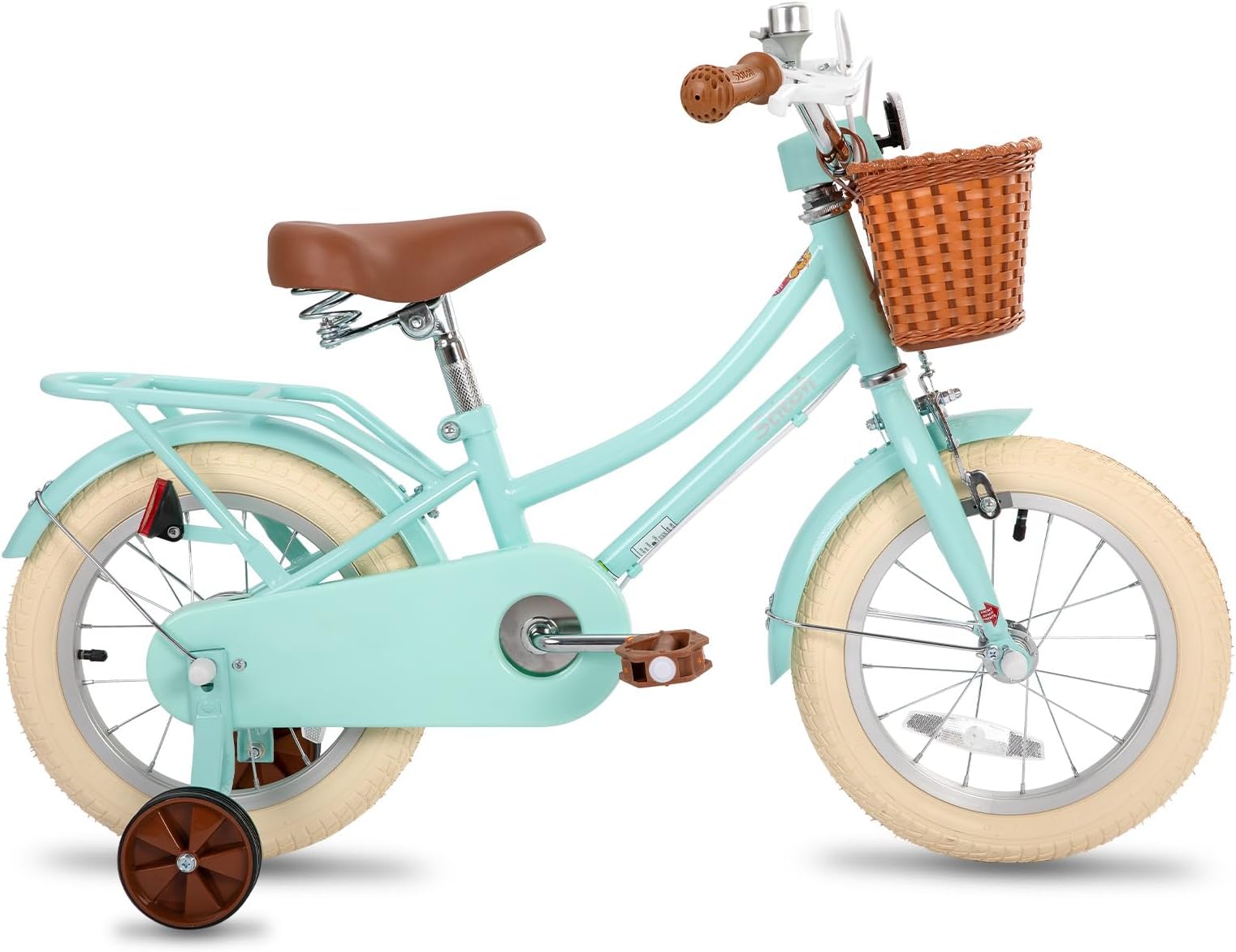 STITCH MANCHI 12/04/16/18 Inch Kids Bike with Basket & Stabiliser, 12/04/16/18 Inch Girls Bike for 2-9 Years,Mint Green/Pink