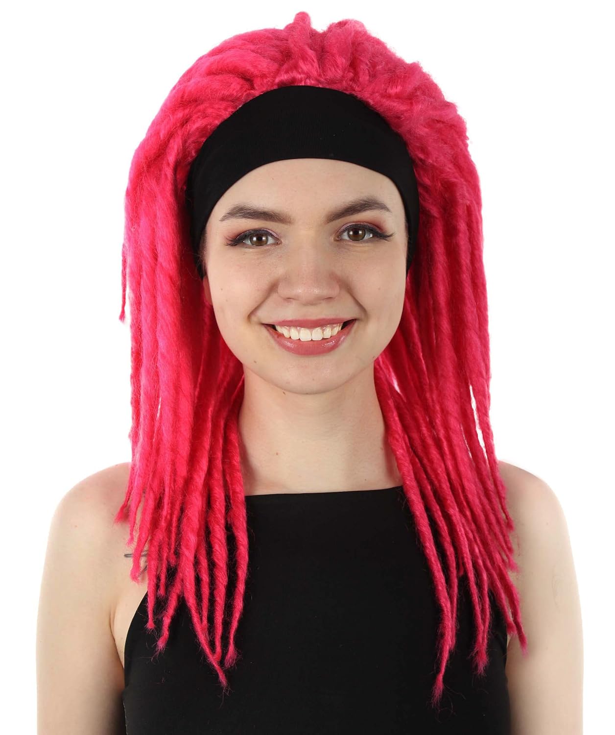 HPO Adult Women's Deluxe Dreads Wig | Pink Colore Wigs | Premium Breathable Capless Cap