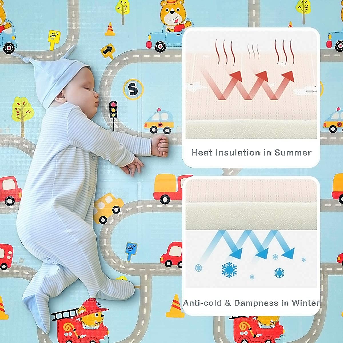 Nikrim™Baby Folding Mat Play Foam Crawl Waterproof Portable Kids Baby Toddler Outdoor or Indoor Use Non Toxic 6.5x5 FUT (Multicolor, We Have Multi Color and Print Also Multi .) 2