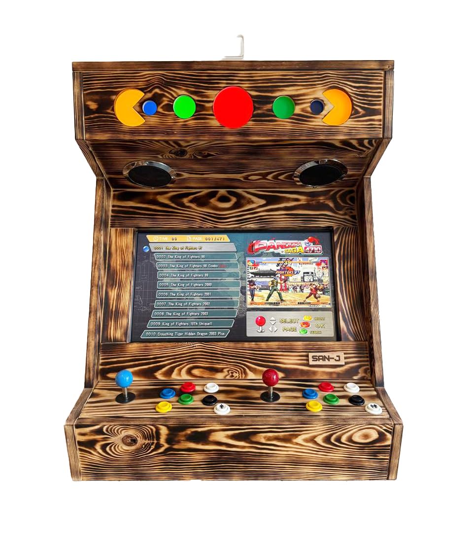 SAN-J Retro Bar-Top Arcade | Fatto a mano in legno - 2 giocatori (Bruciato)