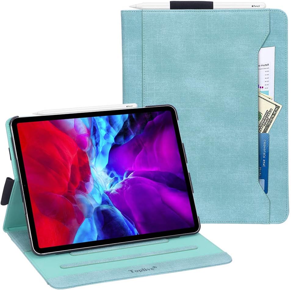 New iPad Pro 12.9 Case (2020), Toplive Stand Folio Case Cover for iPad Pro 12.9 inch 2020 with Apple Pencil Holder,Auto Sleep Wake Function and Multiple Viewing Angles, Mint Green