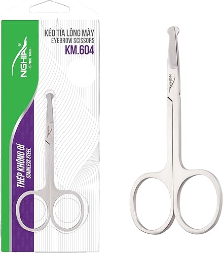NGHIA Tijeras de nariz - KM-604 (acero inoxidable) Tijera de punta redondeada para un aseo personal preciso
