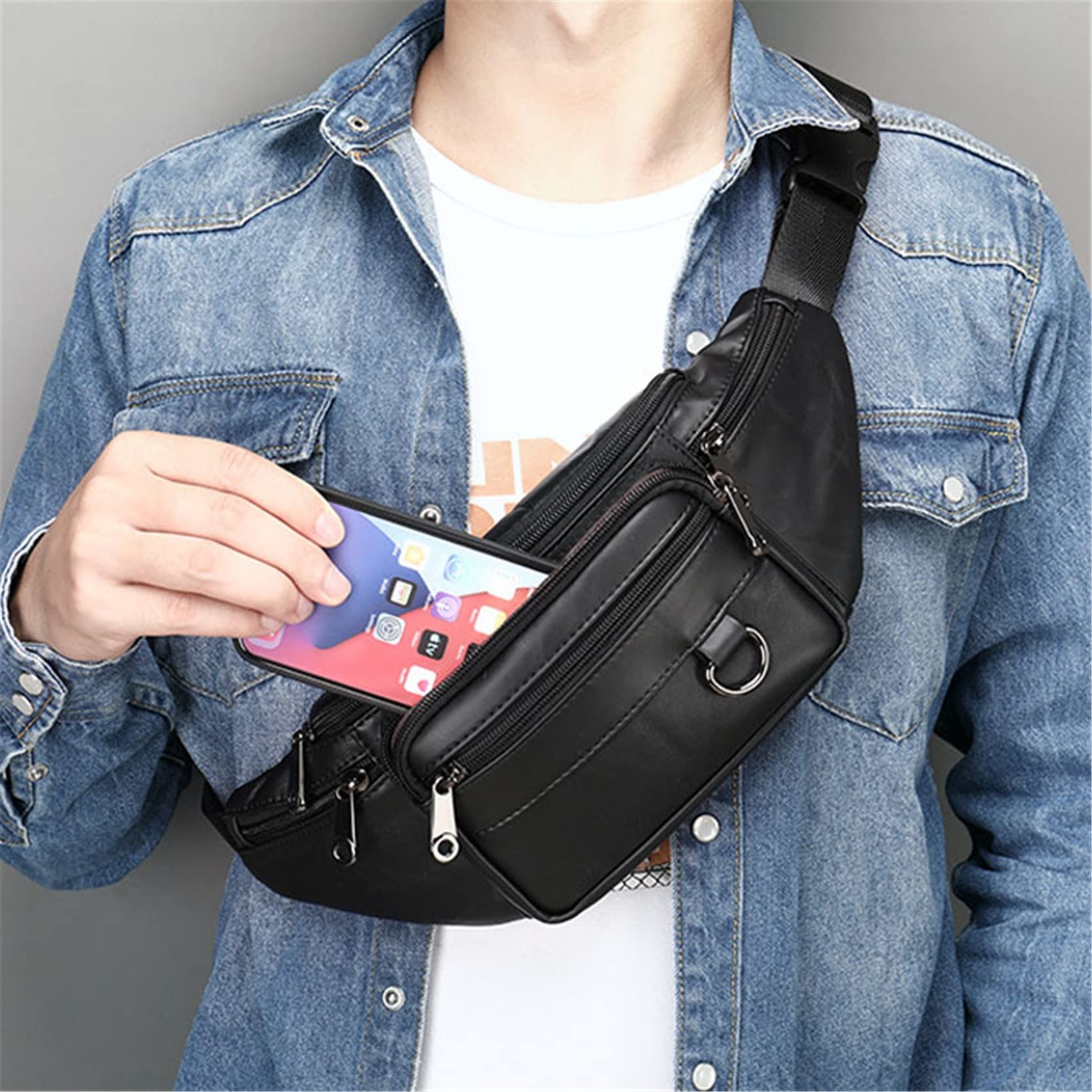 Męska damska nerka nerka nerka, nerka z prawdziwej skóry, torba na klatkę piersiową, moda biodrowa, torba na talię, etui na telefon dla mężczyzn i kobiet, podróż, wędrówki, bieganie, jazda na rowerze, chodzenie, talia, fantazyjna torba dla kobiet, mężczyz