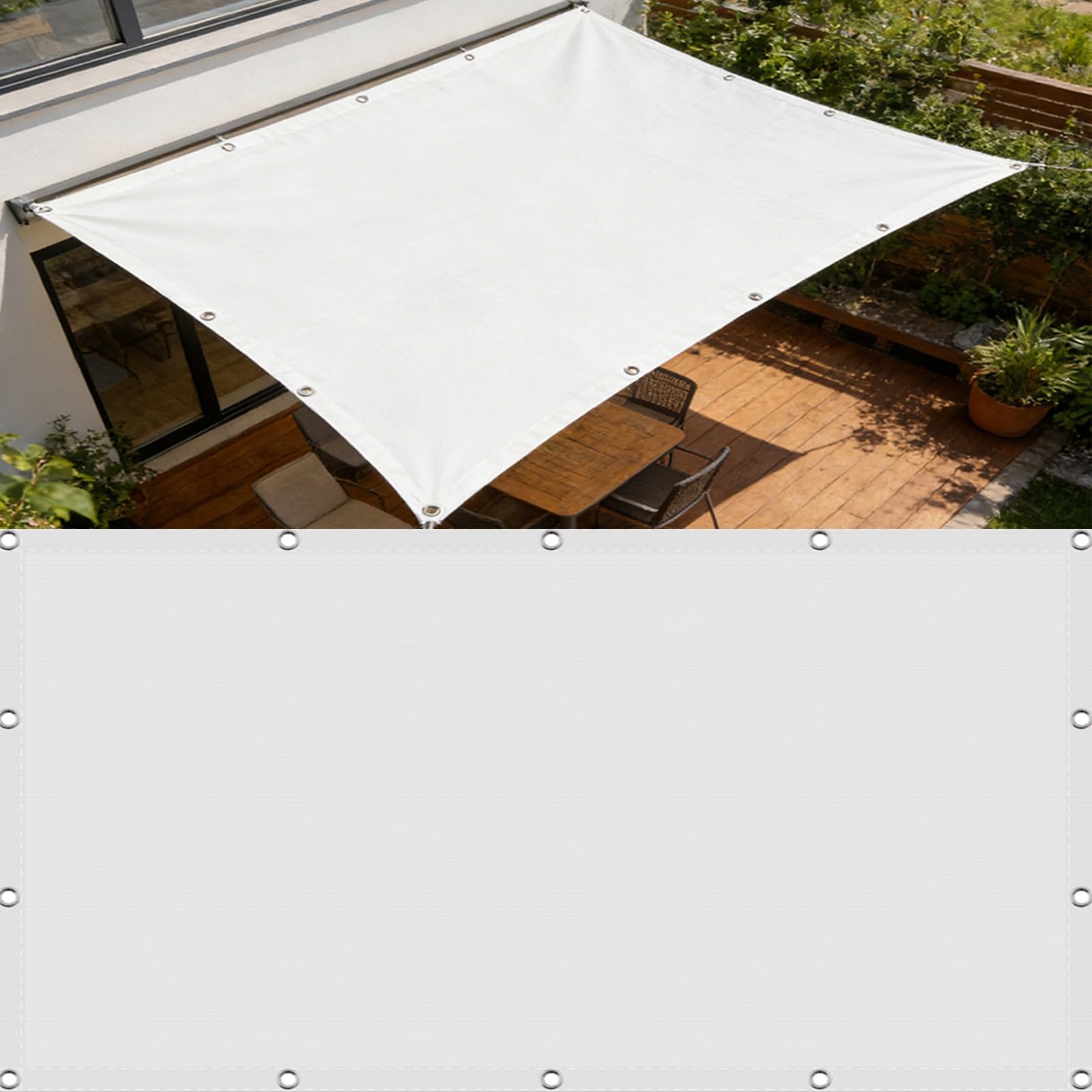 Voile d'ombrage rectangulaire pour camping et patio ombragé en été blanc
