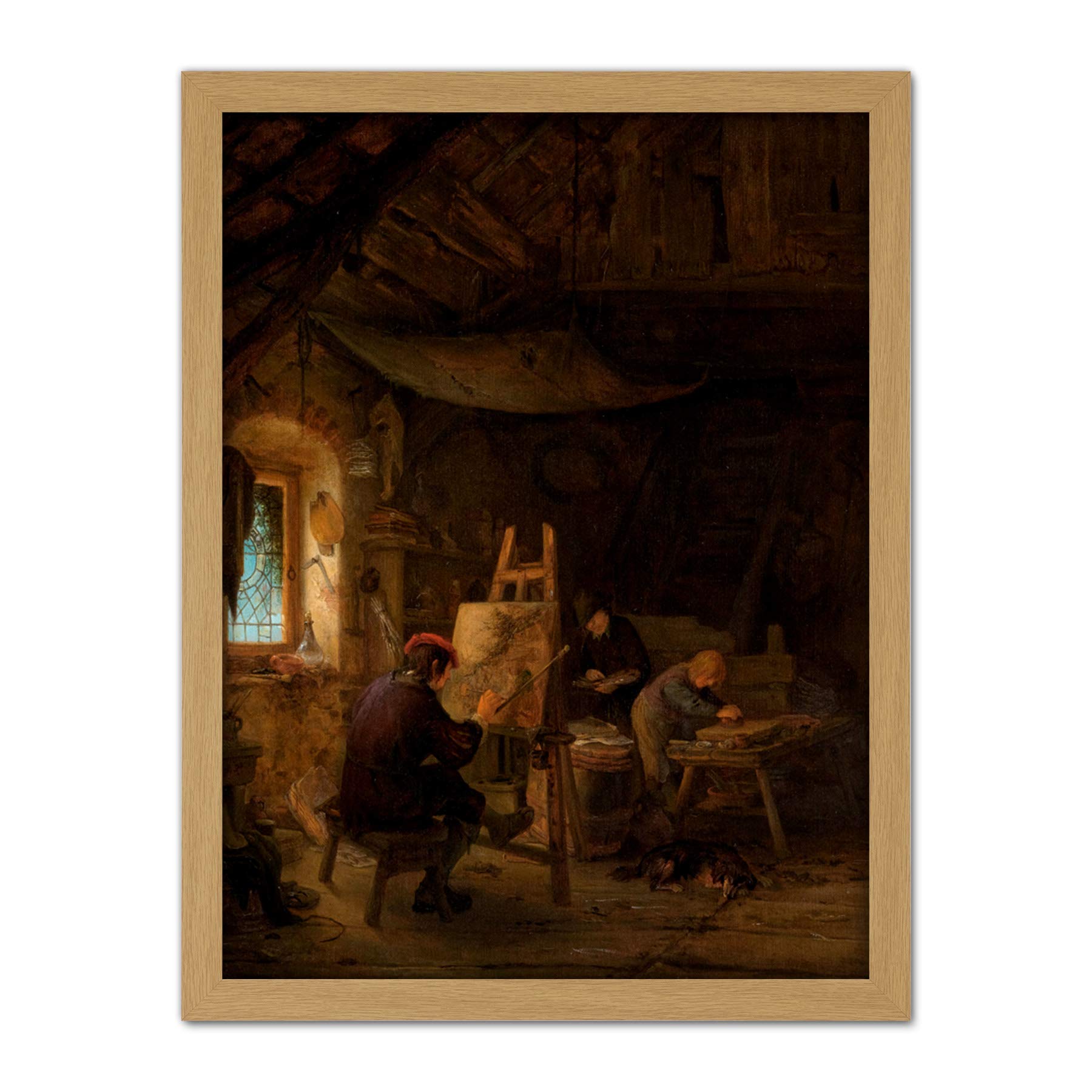 Artery8 Adriaen Van Ostade The Painters Studio Painting Artwork Framed Wall Art Print 18X24 Inch