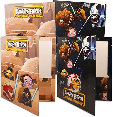 Angry Birds Lot de 4 classeurs scolaires Angry Birds Star Wars 2 pochettes robus