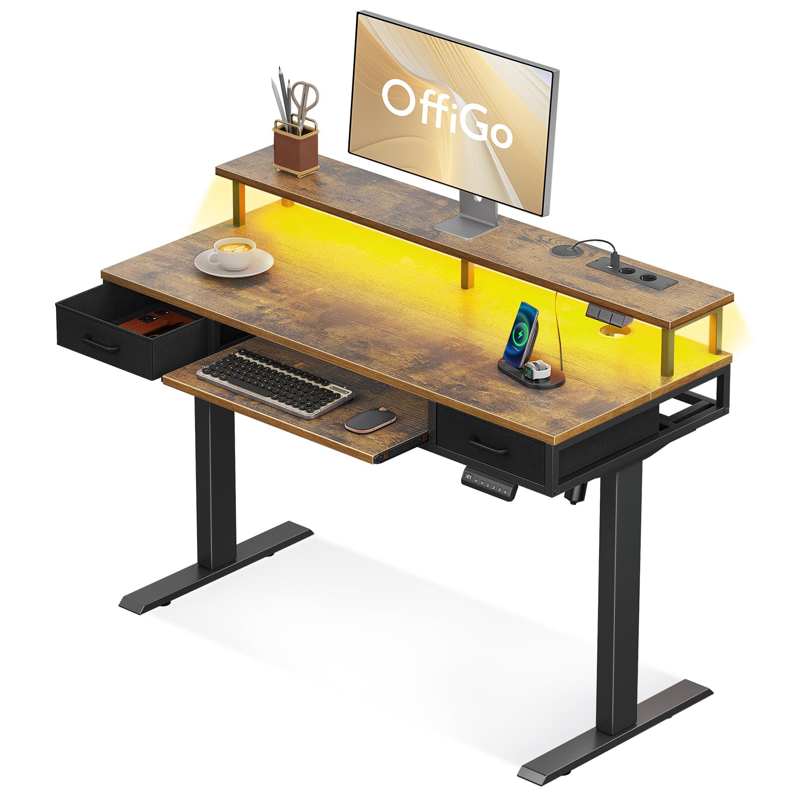 OffGo Standing Desk with 2 Drawers and Stander DE