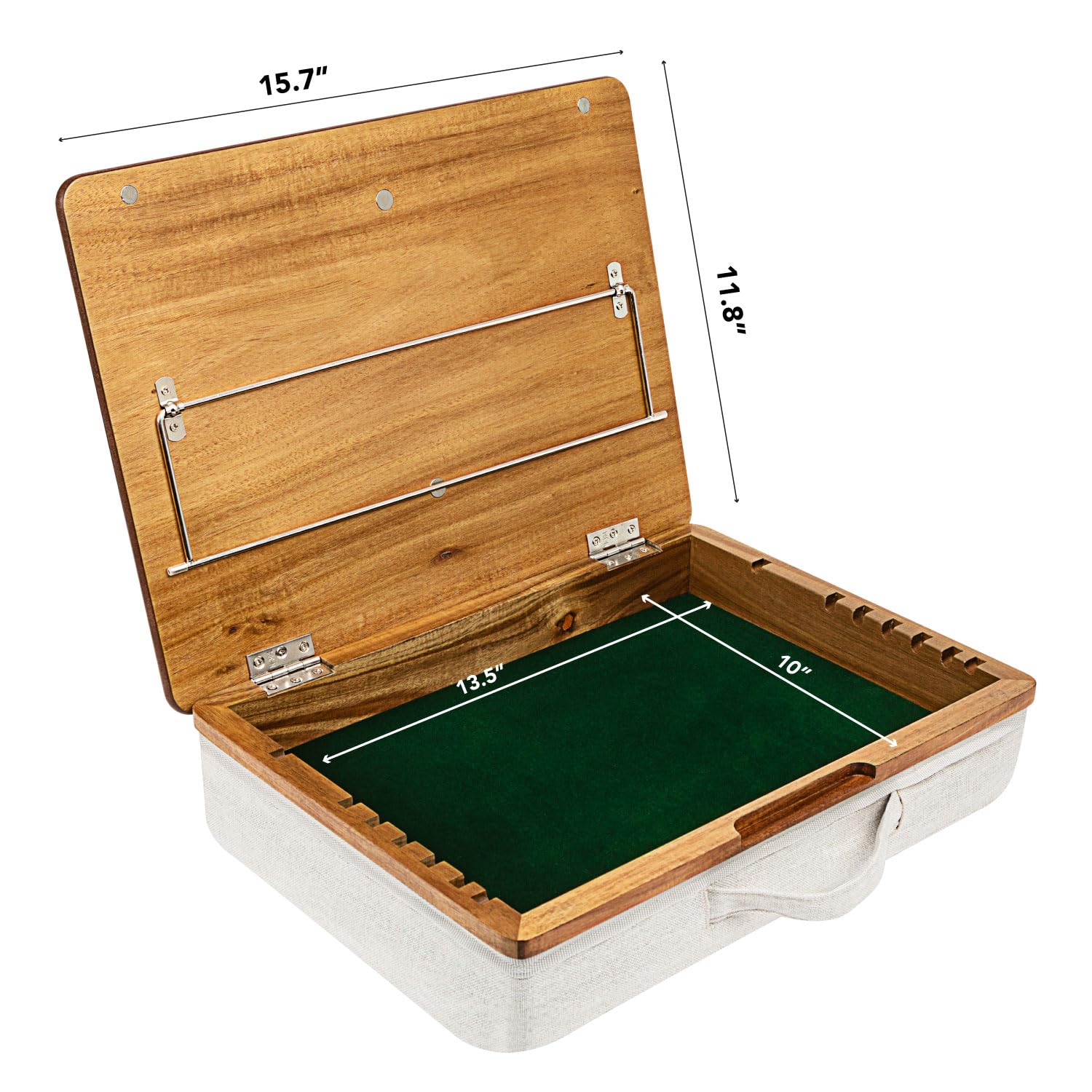ROSSIE Home Escritorio de regazo con caballete de madera de acacia, natural, se adapta a portátiles de 15.6 pulgadas