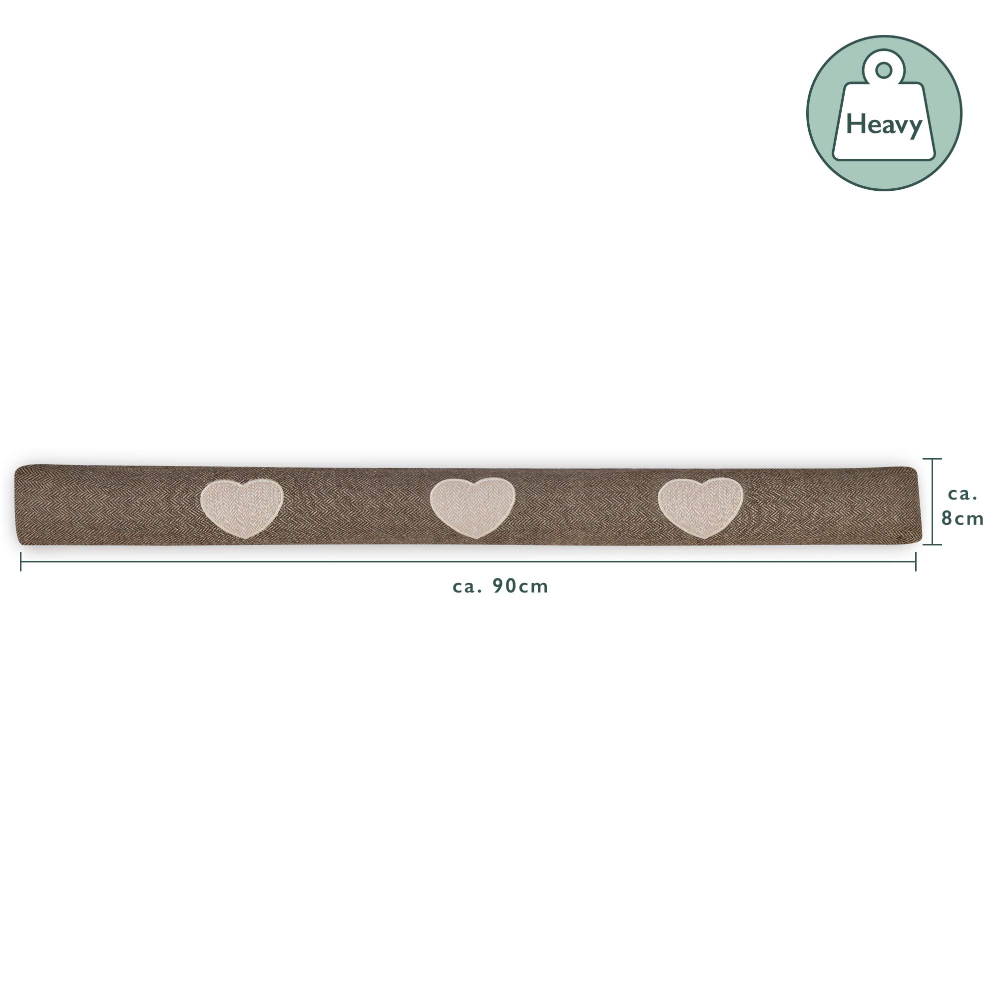 Beautissu Tuuli HR 2X Bas de Porte 90 cm Poids 1 kg en Coton – comme Boudin de Porte ou Boudin de Fenêtre Contre Le Froid – Coussin de Porte Marron Robuste avec Remplissage et Tenue Ferme