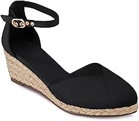 JulietHoly Women's Closed Toe Espadrille Platform Wedges - Ankle Strap Summer Sandals