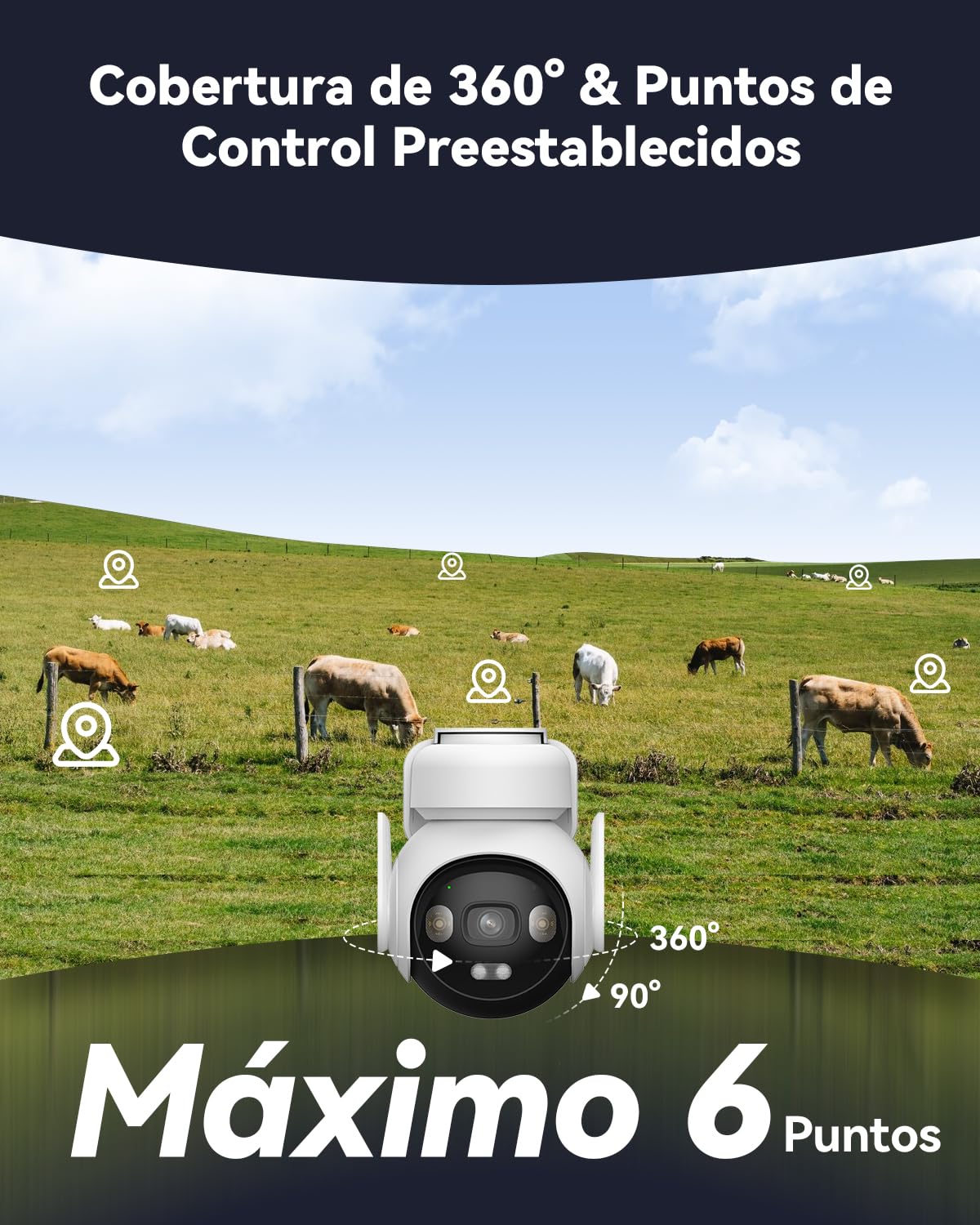 Imou 5MP Cámara Vigilancia 4G WiFi Dual, Grabación 24/7 AOV, Cámara Exterior Solar con Batería 10000mAh, Detección Humana/Vehículo, Visión Nocturna Color, Mode Privado, Incluye Sim y 32GB Tarjeta SD