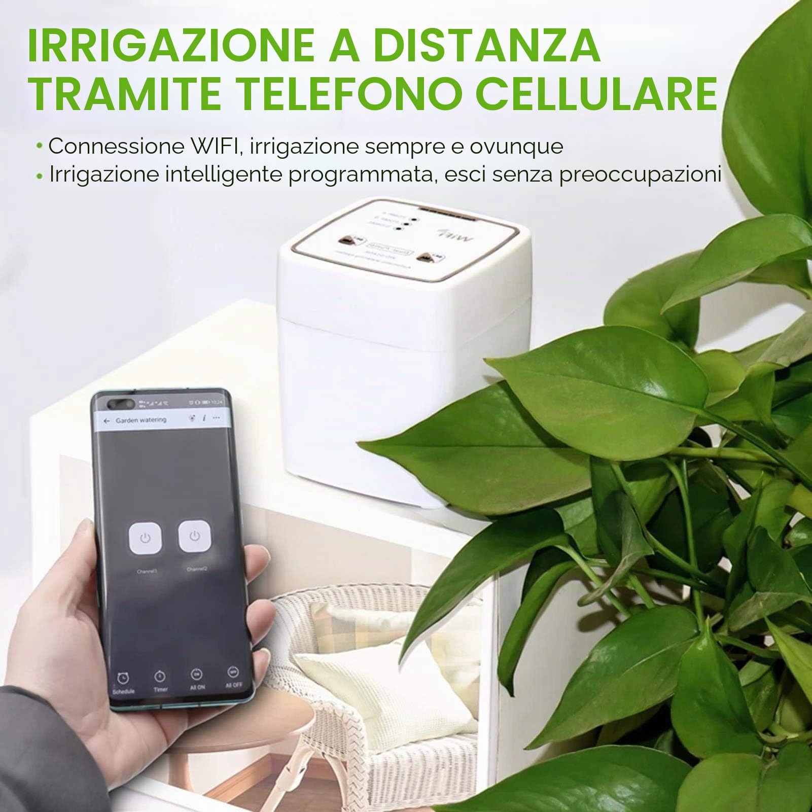 Sistema di Irrigazione Automatico WiFi Fai Da Te Con Timer - Set di 15 m per 20 Piante in Vaso - Irrigazione a Goccia USB per Interni