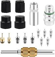 IHOTDER 17PCS AC Valve Core Kit for Car A/C Repair - R12 R134a Conversion, Universal Removal Tool Fits Most Vehicles