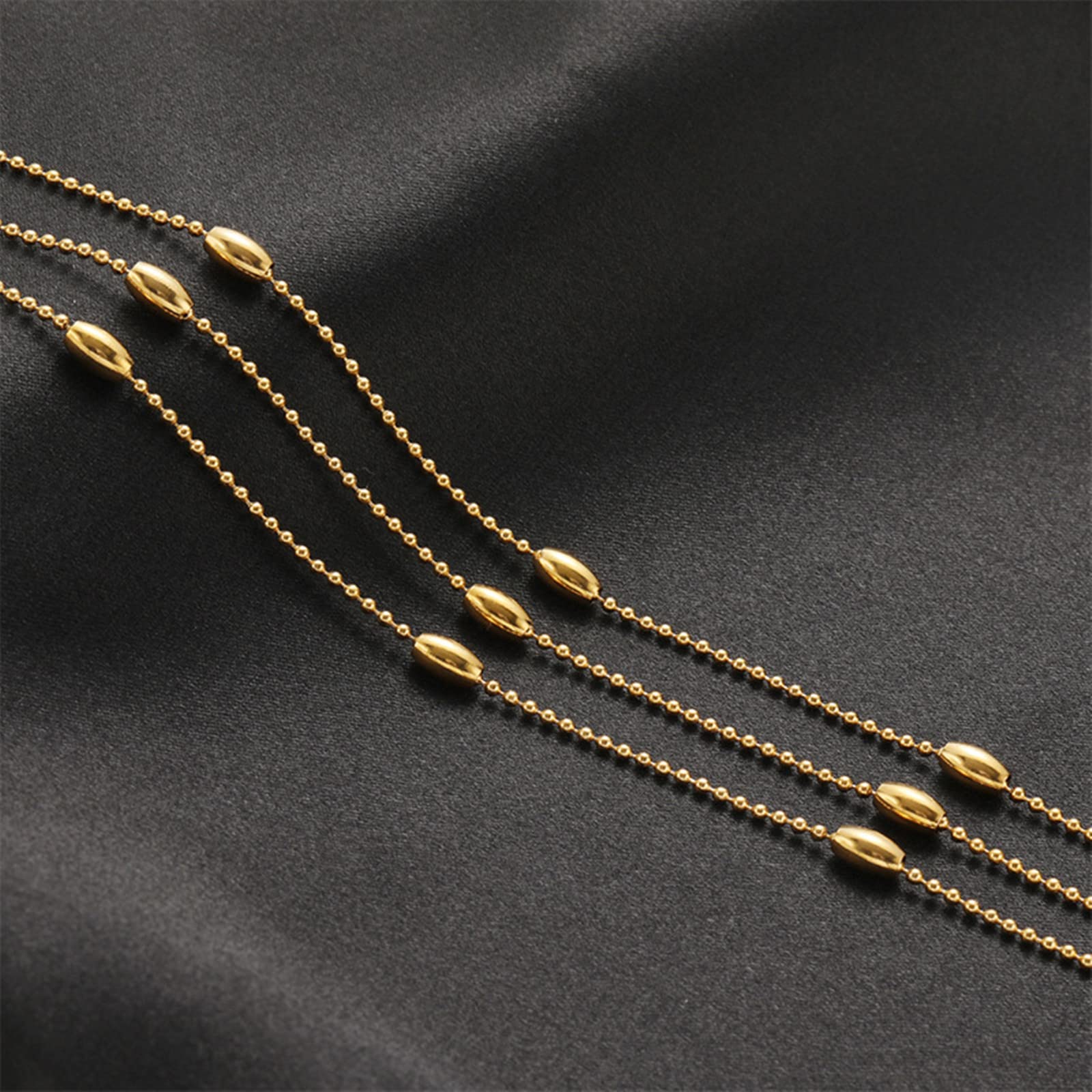 Catena sottile in acciaio inossidabile con catena a maglie intrecciate, lunghezza 4 mm, catenina con perline satellitari, 4 mm, con bobina per gioielli fai da te