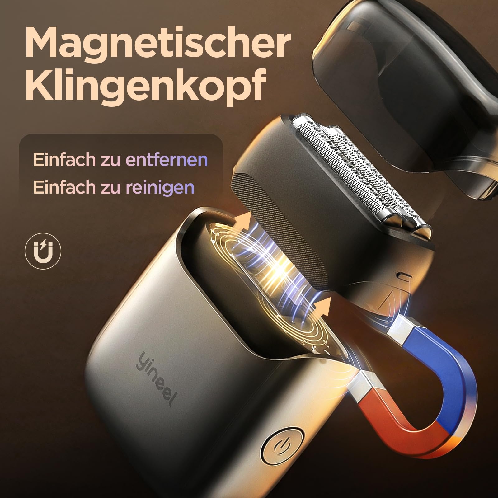 Elektrorasierer Herren, Yineel VT100 Folienrasierer Herren mit 3 schwebenden Köpfen, Mini Rasierer Herren Elektrisch IPX7 wasserdicht, Tragbarer USB mit Premium Case, für Gesicht,Bart und Reisen