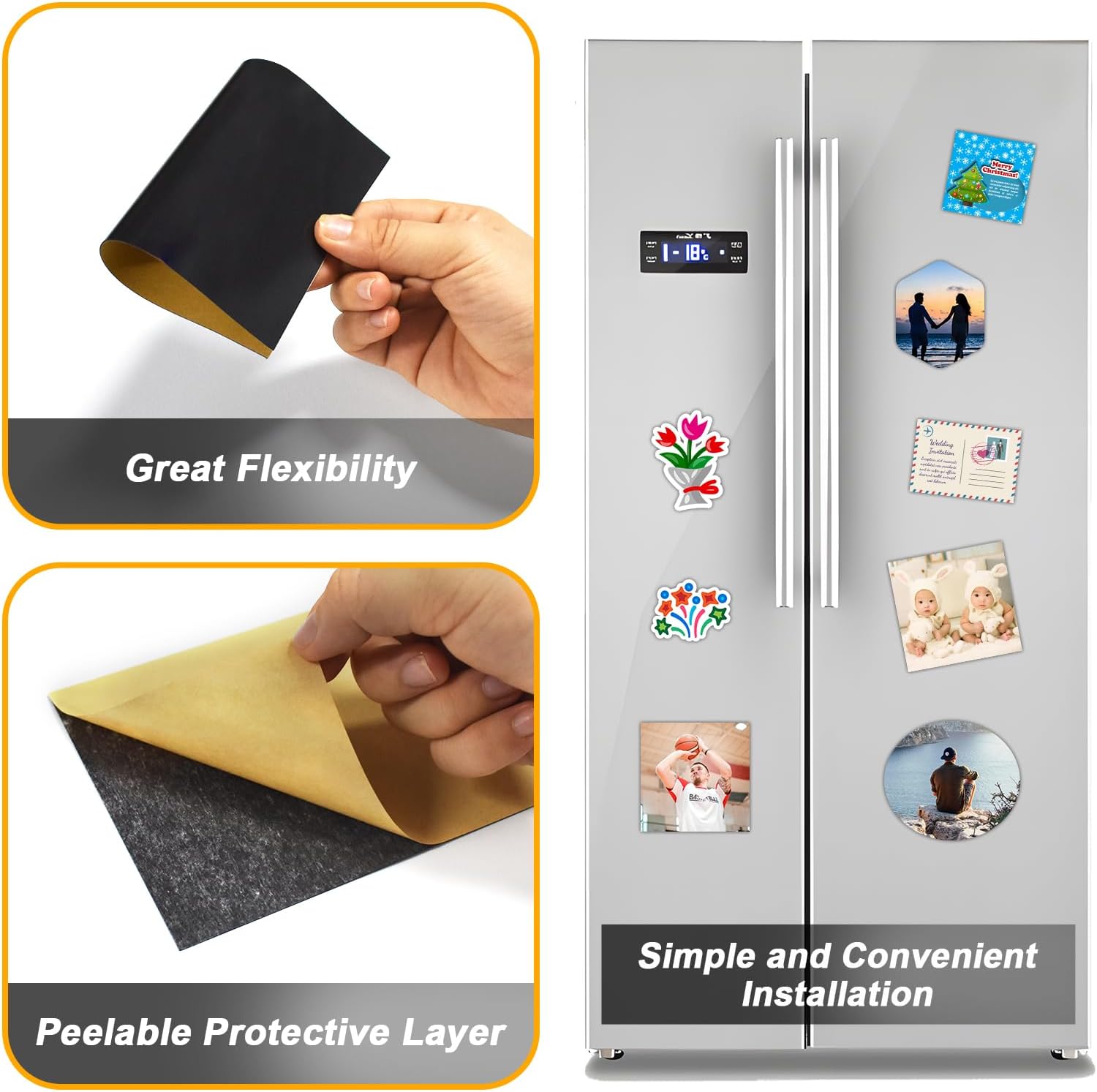 Adhesive Magnetic Sheets 24 Pack, Each 8" x 10", Stick Magnetic Paper with Adhesive Backing for Crafts, Paper Magnets and Stickers