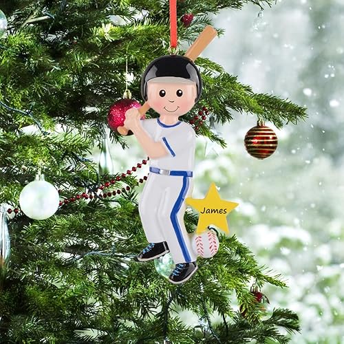 Miniatura 2 de Adorno de béisbol personalizado para niño, adorno de Navidad de béisbol, decoración de béisbol personalizada para jugador de béisbol masculino,