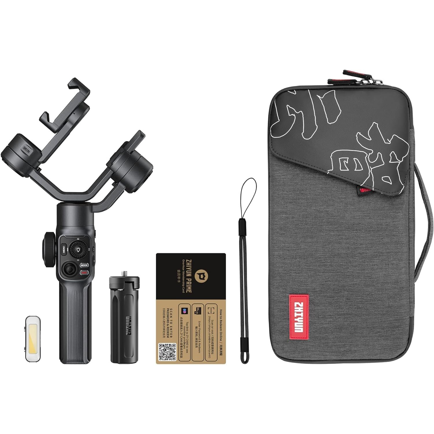ZHIYUN Smooth 5 Combo [Ufficiale] Stabilizzatore Smartphone a 3 assi, Telefono Gimbal per iPhone e Android, con Treppiede, Borsa, 2 Luci 300lm e Zoom per Vlog, Youtube e TikTok
