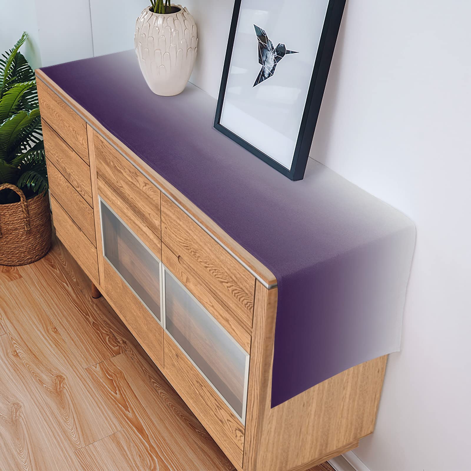 Artwork Store Camino de mesa de lino y algodón morado, camino de mesa para mesa de comedor, decoración de cocina de granja, decoración de cena de día festivo, 33 x 222 cm