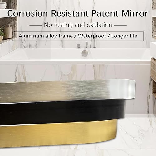 Miniatura 6 de Niccy Espejo retroiluminado LED redondo de 32 pulgadas con luces, marco dorado, espejo de tocador de baño iluminado para pared con antiniebla,