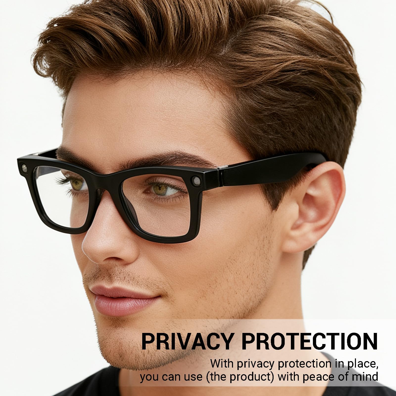 GOWENIC Inteligentne Okulary, 8-megapikselowa Kamera HD, Tłumaczenie w Czasie Rzeczywistym, Otwarte Słuchanie i Optyczna Stabilizacja Obrazu EIS