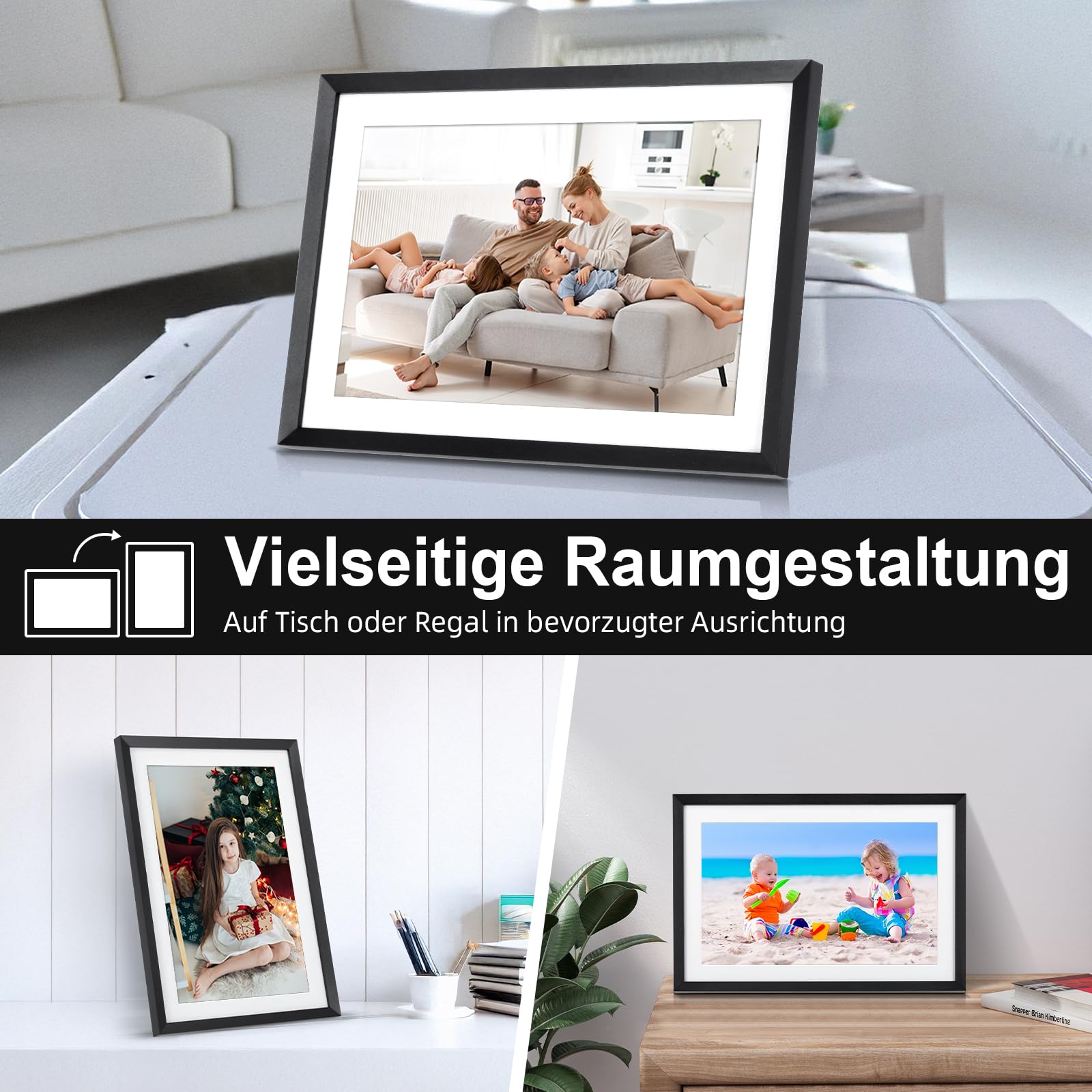 Rollei Smart Frame WiFi 107 Elektronischer Digitaler Bilderrahmen Frameo WLAN Digital Photo Frame 10,1 Zoll 1280x800 IPS Touchscreen 32GB Speicher Schwarz Digitaler- Bilderrahmen-Frameo-Digital-Frame