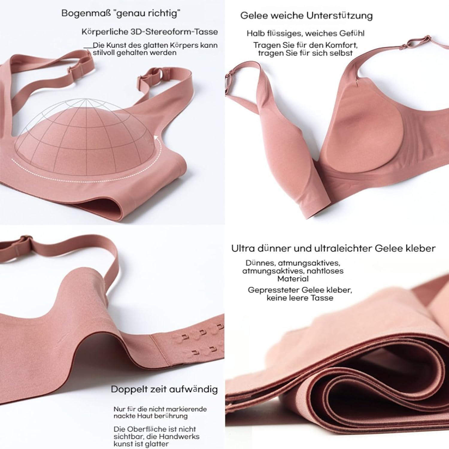 Reggiseno Push-up Senza Ferretto da Donna con Scollo a V, Senza Cuciture,Comfort. Reggiseno Push-up Delicato Senza Ferretto con Scollo a V,Buon Supporto,Senza Pressione.
