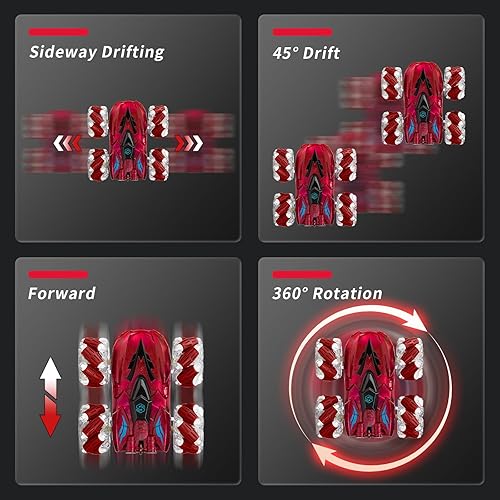 Miniatura 2 de Coche de control remoto, recargable de doble cara con luces LED, 2.4 Hz para interiores y exteriores, todo terreno, autos de juguete eléctricos,