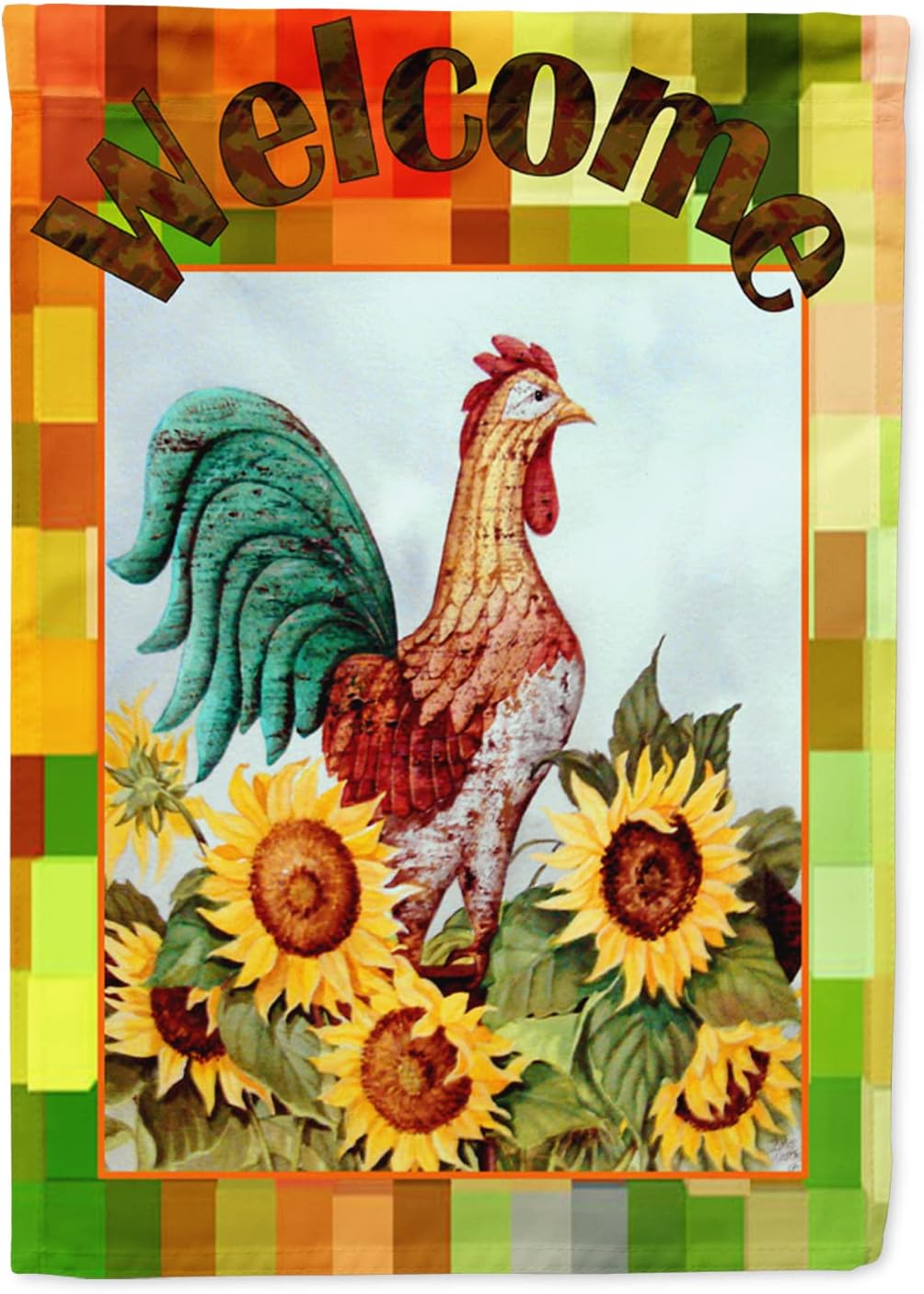 Caroline's Treasures PJC1056GF Welcome Rooster Garden Flag Mailbox Flag Decorative Yard Flag Banner Outside Patio Artwork Yard Flower Beds, Garden Size, Multicolor