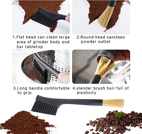 Miniatura 2 de Cepillo de café, 3 piezas de cepillo de limpieza de café, cepillo de limpieza de filtro de café, adecuado para máquina de café expreso con molinillo