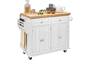 Finnhomy Kitchen Island: Expandable Drop Leaf for Ultimate Space