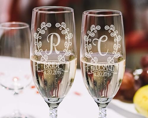 Miniatura 2 de CHRISTMAS-STOCKINGS-by-STOCKINGFACTORY Monograma grabado personalizado copa de champán fiesta de boda flauta de vino dama de honor hermana 21