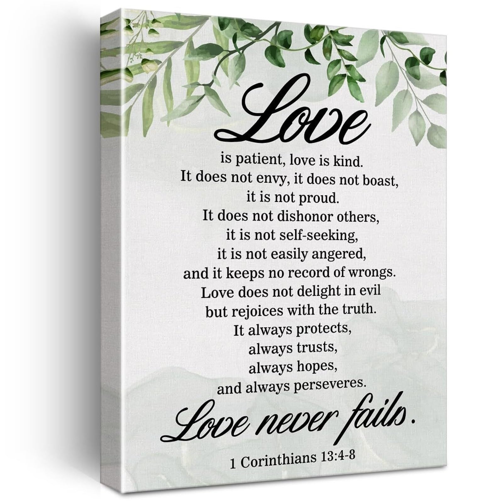 RNUMLIGH Timeless Christian Gift Love is Patient Canvas Wall-Art 1 Corinthians 13 Bible Verse for Wedding and Home