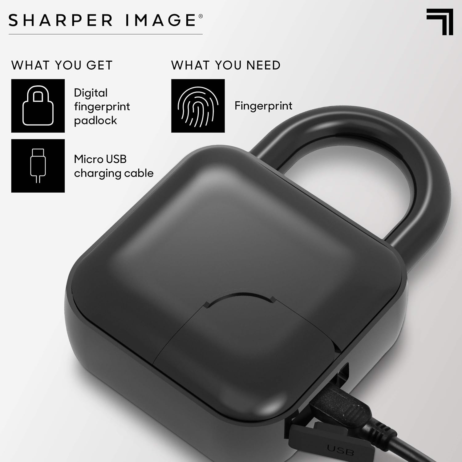Package contents of Sharper Image Digital Padlock