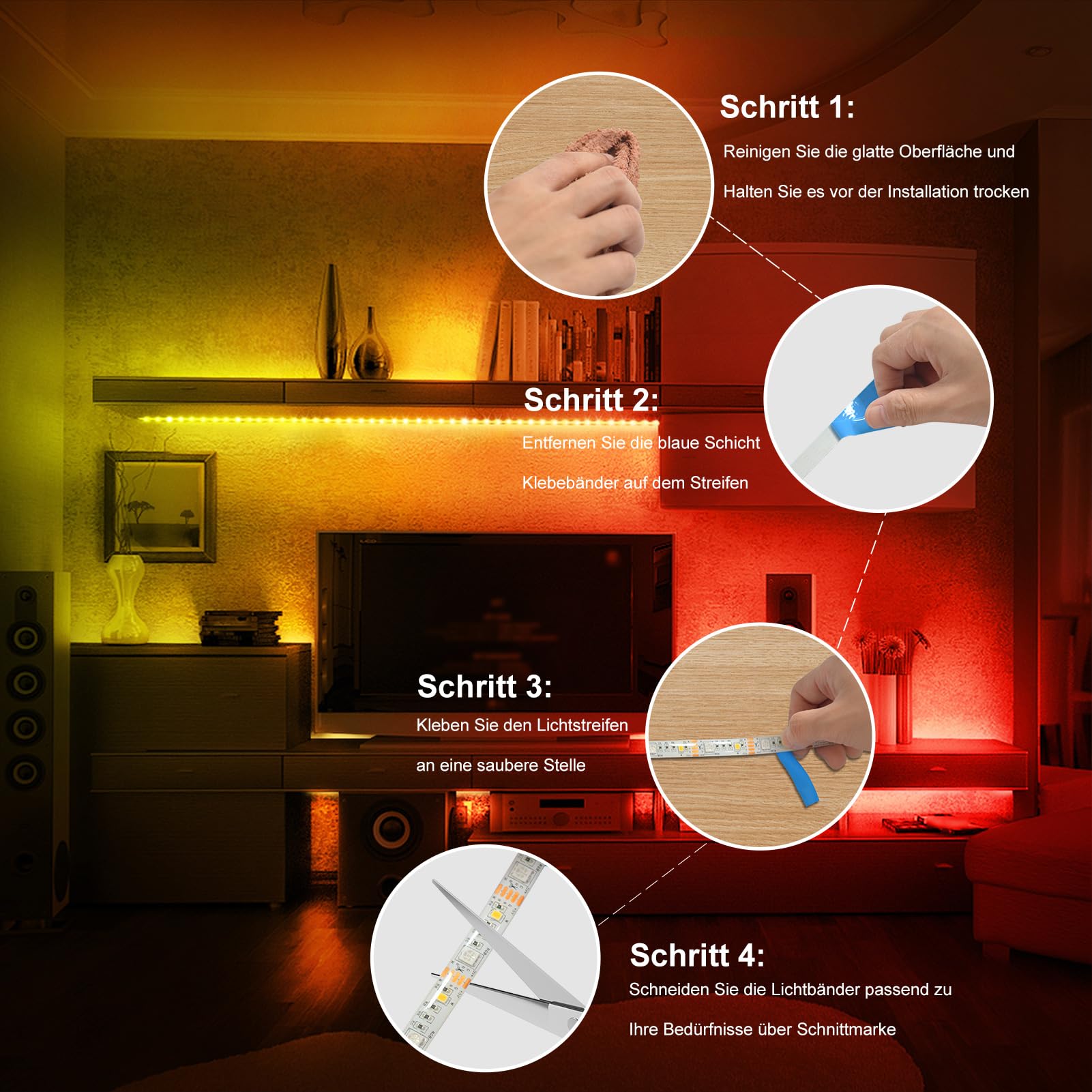Striscia LED 3 Metri 192 LED ZAIYW | Alimentata A Batteria, Multicolore Con Telecomando | Timer E Retroilluminazione Per TV, Cucina, Armadio, Camera
