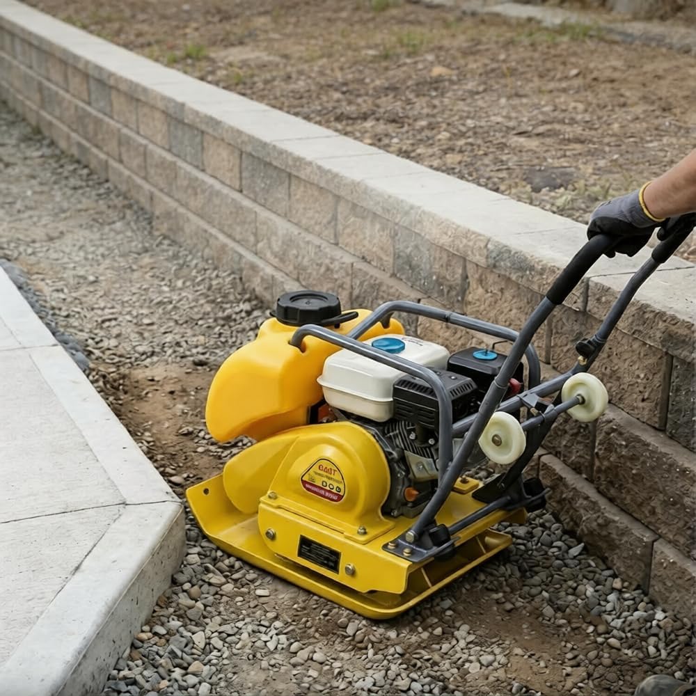 Heavy-Duty Plate Compactor 196cc 4,000 LBS Force, 25" Plate with Water Tank for Soil & Asphalt Compaction
