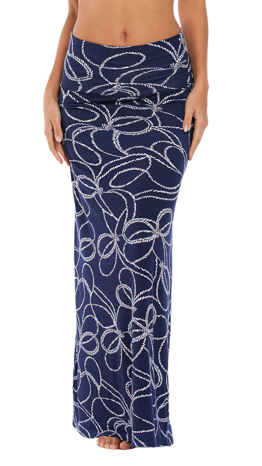 EXCHIC Jupe longue style bohème avec taille élastique et imprimé/unie, 10, XX-Large