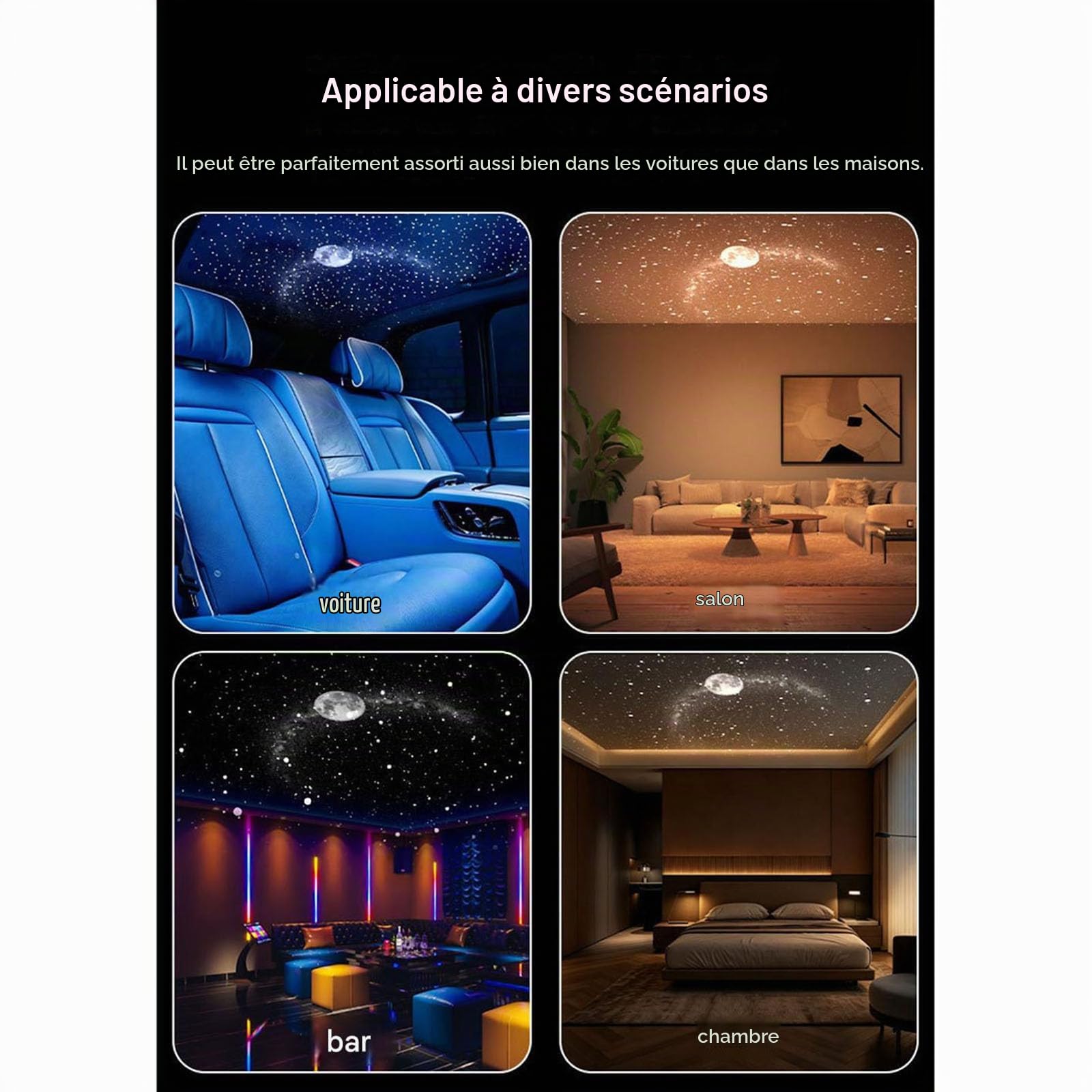 Projecteur océan HD Intelligent,veilleuse holographique Dynamique 5D,Projecteur d'étoiles prêt à l'emploi avec Films Projection 3/6/12/24 Pouces,Chambre Lune Galaxie USB 360° ，24 Films