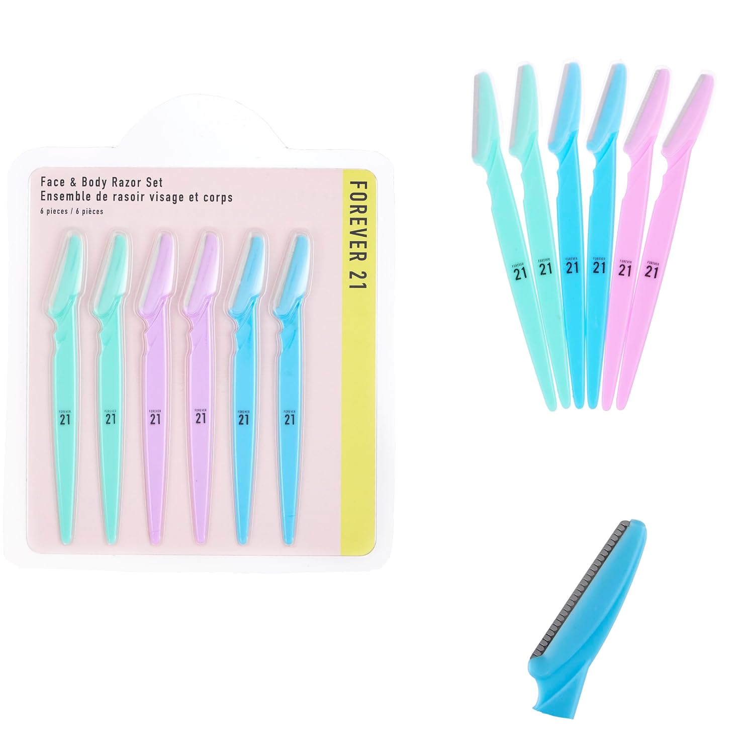 Forever 21 6pc Eyebrow Razor Set - Pink Disposable Razors for Eyebrow Maintenance | Hair Removal Tool, Face & Eyebrow Razor