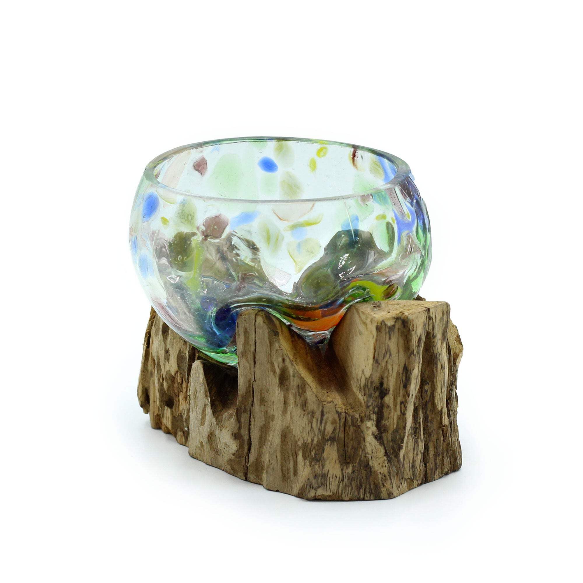 Molten Glass on Wood Molten Coloured Glass on Wood Small Bowl