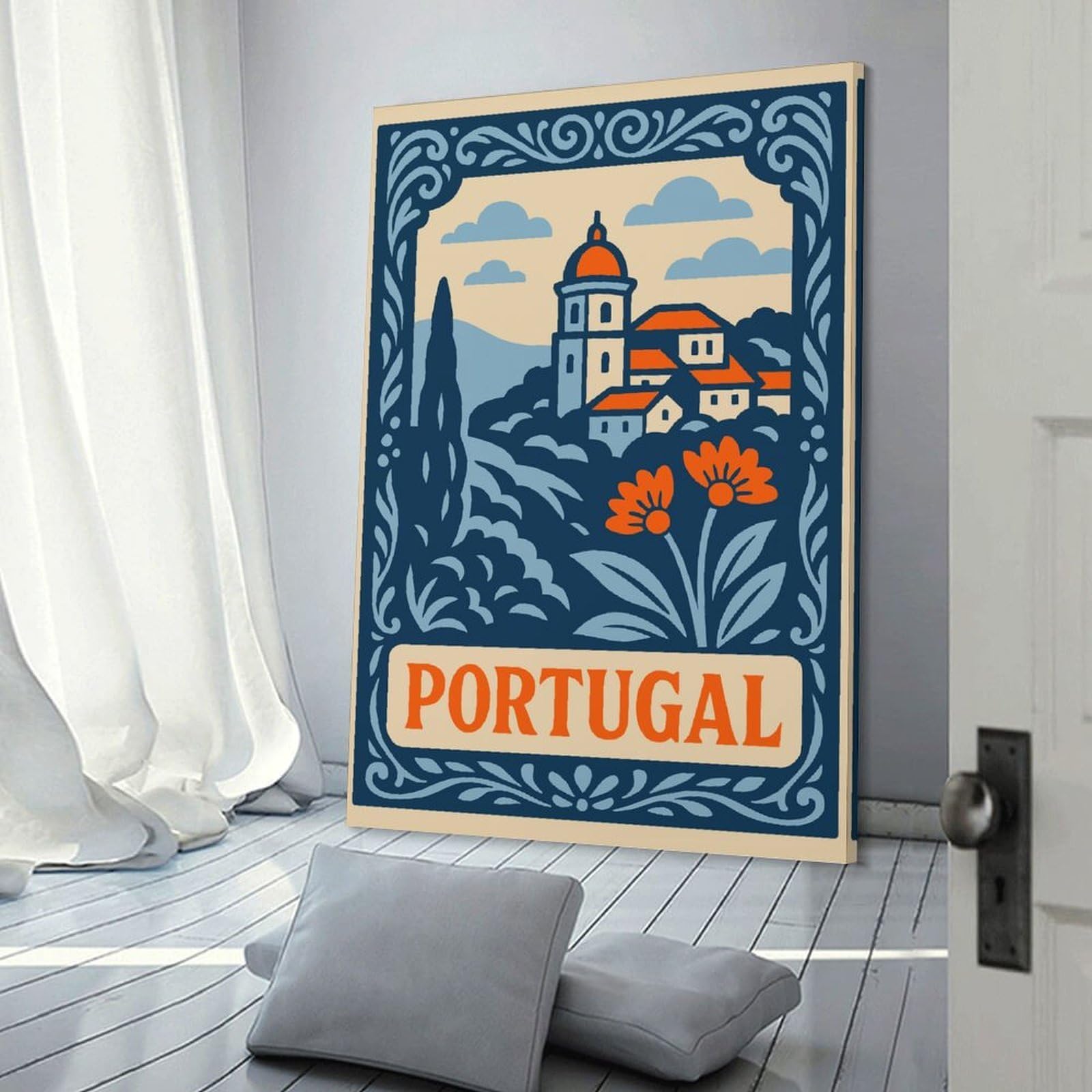 Junmoney Portugal Travel Wall Picture Print 24x36inch(60x90cm), for Picture Wall Styling in Lounge Or Bedroom, Ideal for Building A Coordinated Art Wall