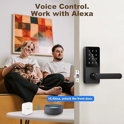 Miniatura 3 de Cerradura inteligente WiFi con puerta de entrada, cerradura de puerta de entrada sin llave, cerradura inteligente para puerta delantera, cerradura