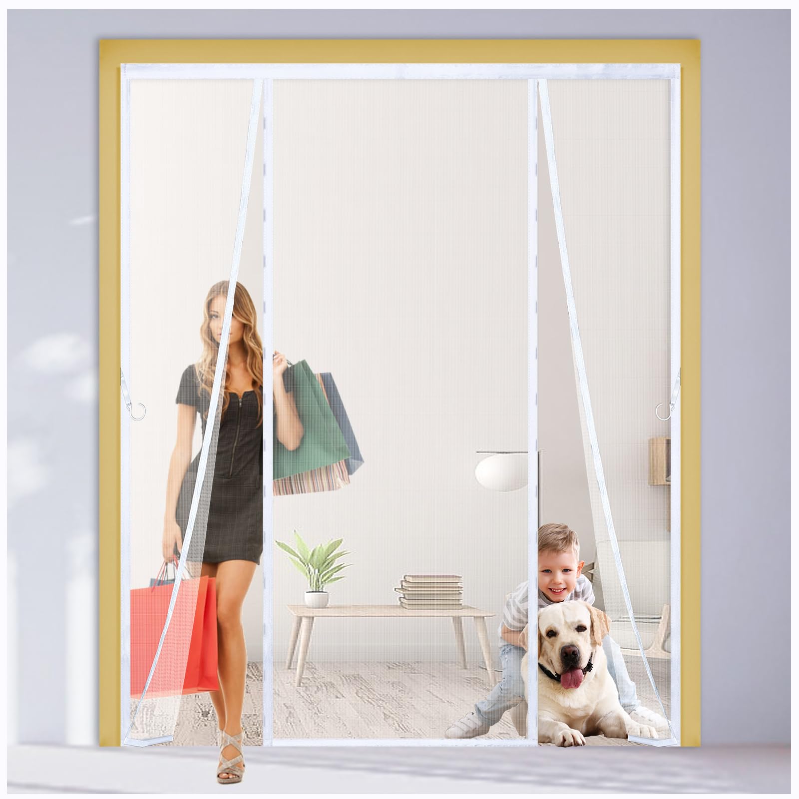 Moustiquaire porte magnétique blanche 170x205cm pour baie vitrée